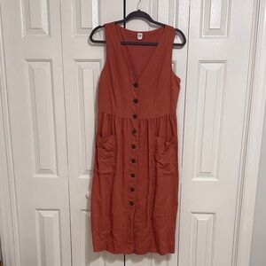GAP Button-Front Midi Dress with Pockets